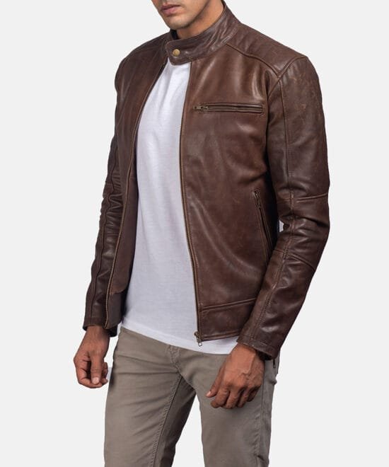 Dean Brown Leather Biker Jacket