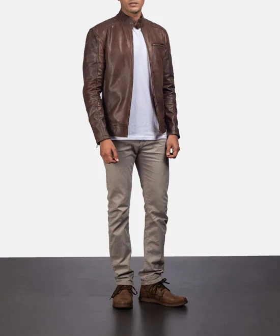 Dean Brown Leather Biker Jacket