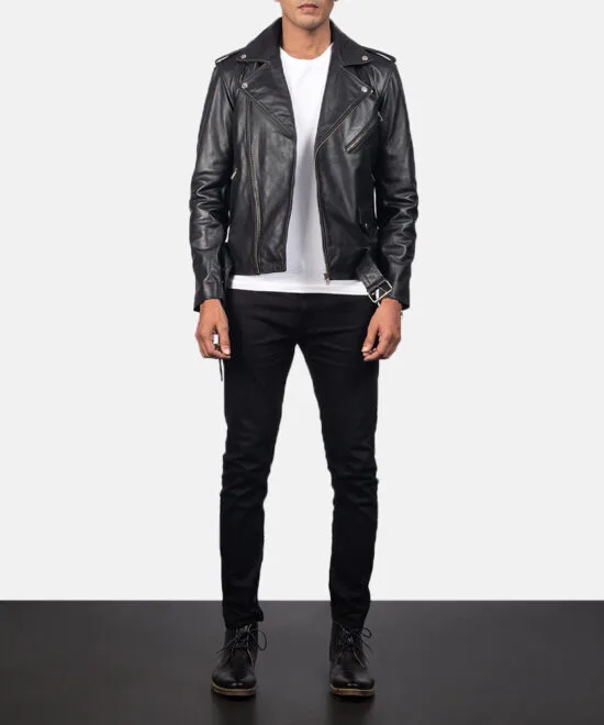 Men's Allaric Alley Black Leather Biker Jacket