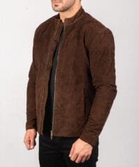 Men's+Charcoal+Mocha+Suede+Biker+Jacket