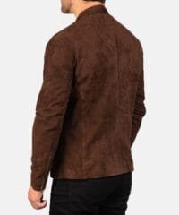 Charcoal Mocha Suede Biker Jacket with Mandarin Collar and Zippered Cuffs