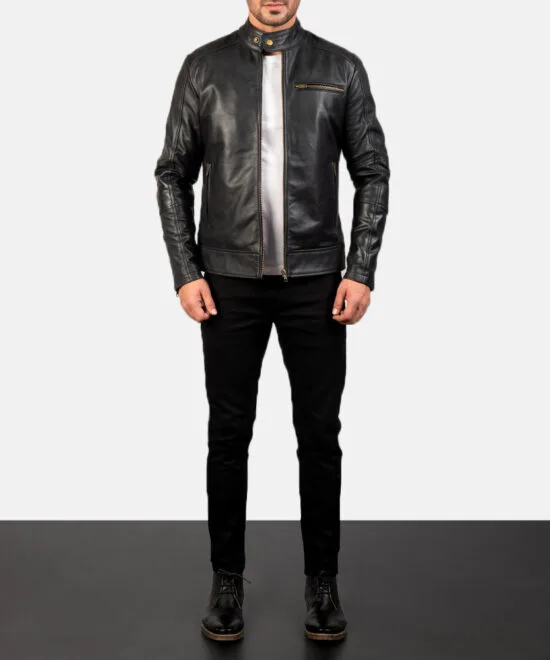 Men's Dean Black Leather Biker Jacket