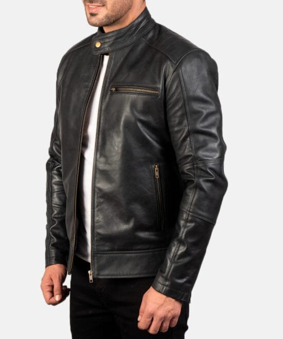 Men's Dean Black Leather Biker Jacket