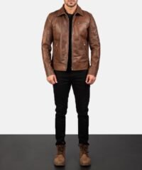 Men's Lavendard Brown Leather Biker Jacket
