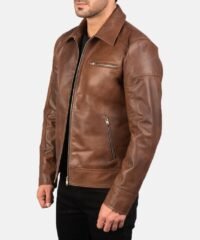 Men's Lavendard Brown Leather Biker Jacket