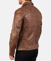 Men's Lavendard Brown Leather Biker Jacket