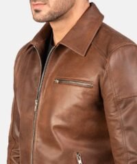 Men's Lavendard Brown Leather Biker Jacket