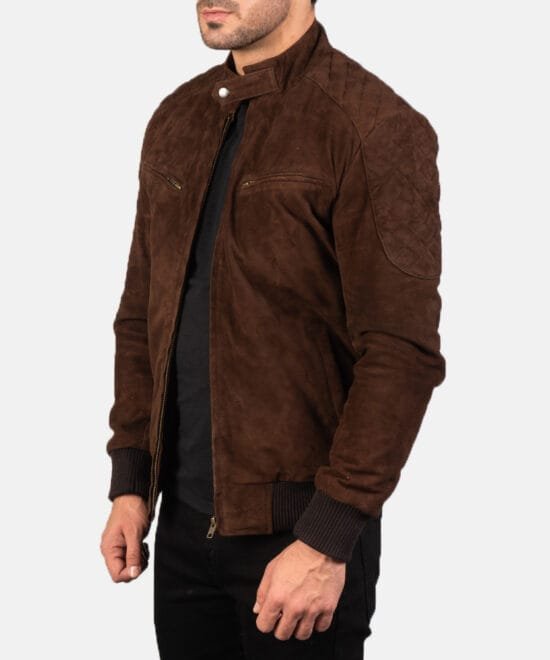 Men's Sven Mocha Suede Bomber Jacket