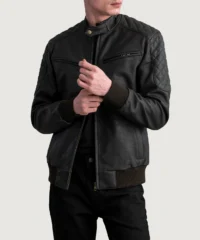 Men's Sven Tumbled Brown Leather Bomber Jacket Full Length
