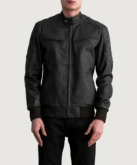 Men's Sven Tumbled Brown Leather Bomber Jacket Full Length
