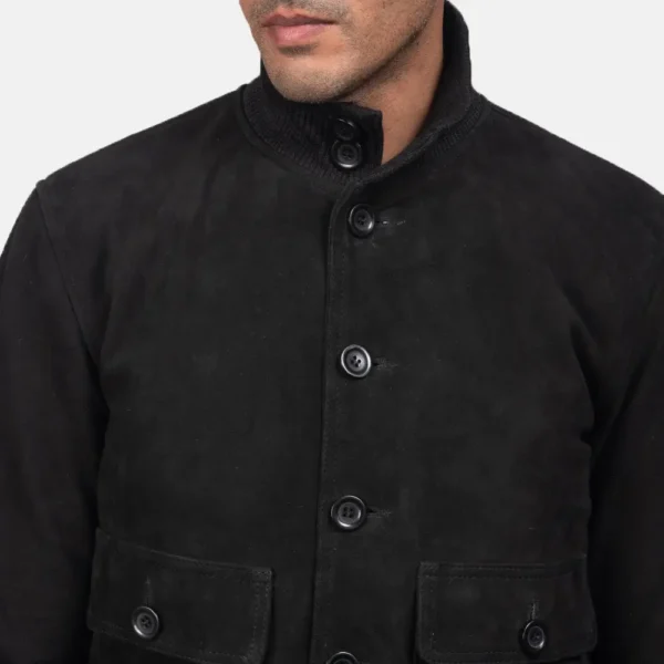 Eaton Black Suede Bomber Jacket for men