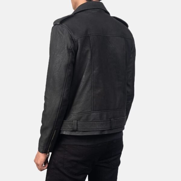 Men's Allaric Alley Distressed Black Leather Biker Jacket