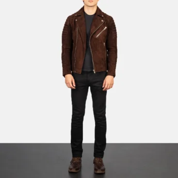Mocha Suede Leather Biker Jacket