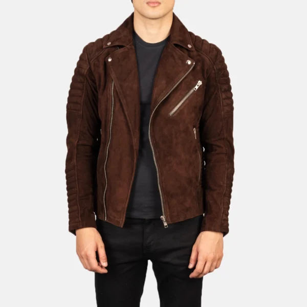 Armand Mocha Suede Biker Jacket design by Taj Jacket Maker