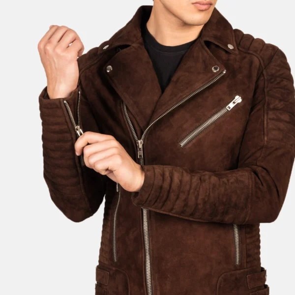 Armand Mocha Suede Biker Jacket by Taj Jacket Maker