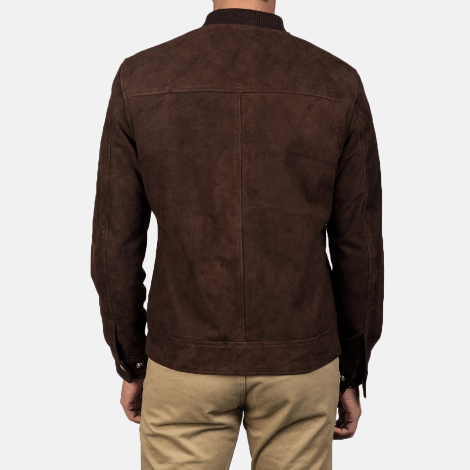 Men's Blain Mocha Suede Bomber Jacket Full Length