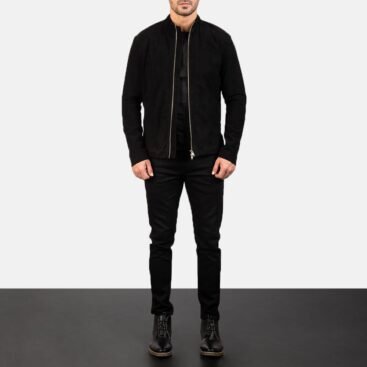 Men's Charcoal Black Suede Biker Jacket
