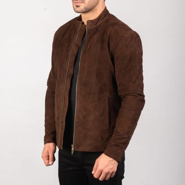 Men's+Charcoal+Mocha+Suede+Biker+Jacket