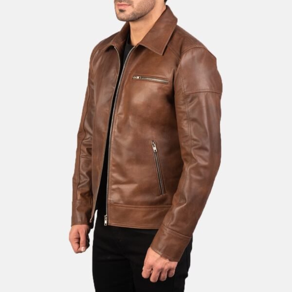 Men's Lavendard Brown Leather Biker Jacket