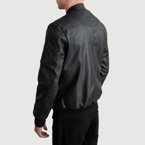 Men's Sven Black Leather Bomber Jacket Full Length