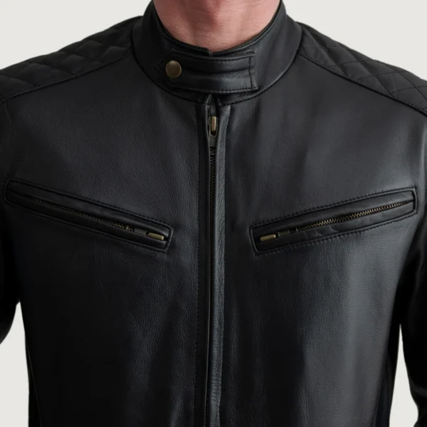Men's Sven Black Leather Bomber Jacket Full Length