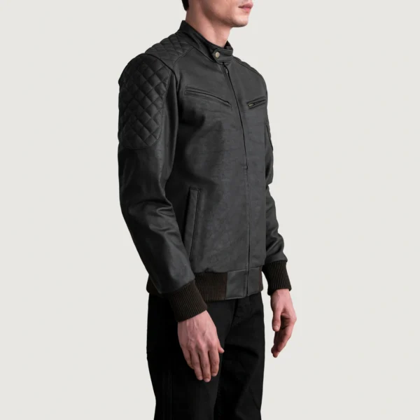 Men's Sven Tumbled Brown Leather Bomber Jacket Full LengthMen's Sven Tumbled Brown Leather Bomber Jacket Full Length