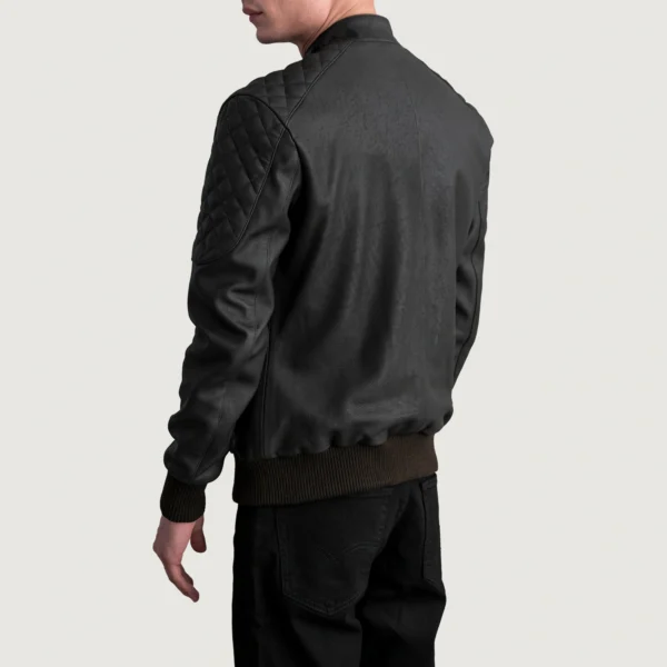 Men's Sven Tumbled Brown Leather Bomber Jacket Full Length