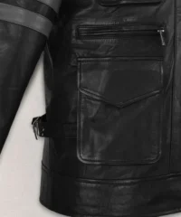 Men’s Leon Kennedy Inspired Black Leather Motorcycle Jacket