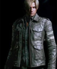Leon Kennedy Resident Evil 4 Leather Biker Jacket for Men