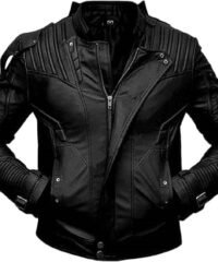 Men’s Black Sheepskin Jacket – Premium Leather Bomber by Taj Jacket Maker