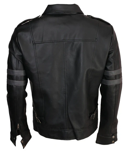 Leon Kennedy Resident Evil 4 Inspired Black Leather Biker Jacket for Men