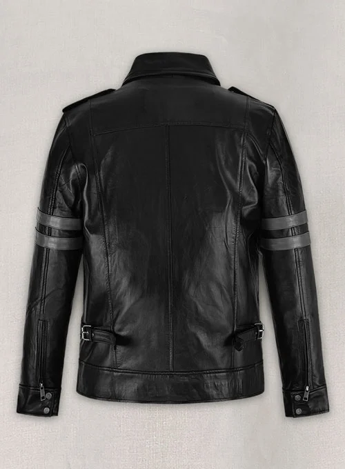 Vintage Leon Kennedy Black Leather Jacket – Biker/Military Style