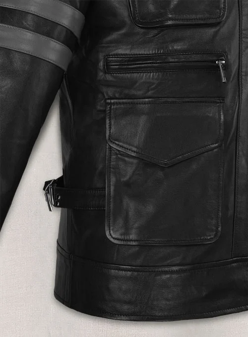Men’s Leon Kennedy Inspired Black Leather Motorcycle Jacket
