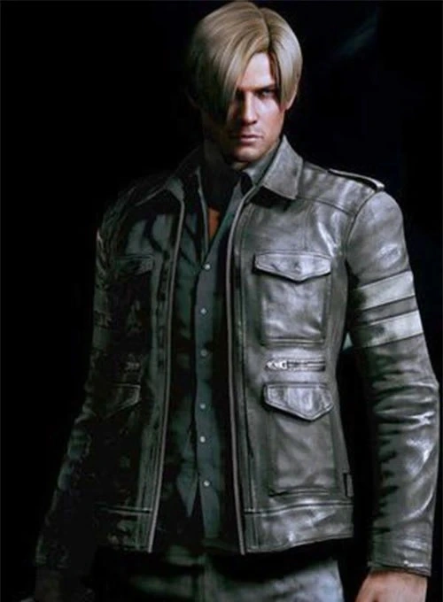 Leon Kennedy Resident Evil 4 Leather Biker Jacket for Men